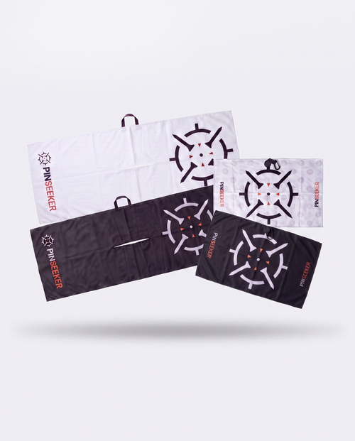 PINSEEKER Bag and Buggy Bundle, Tour and Magnetic Golf Towels in both Whiteout and Blackout