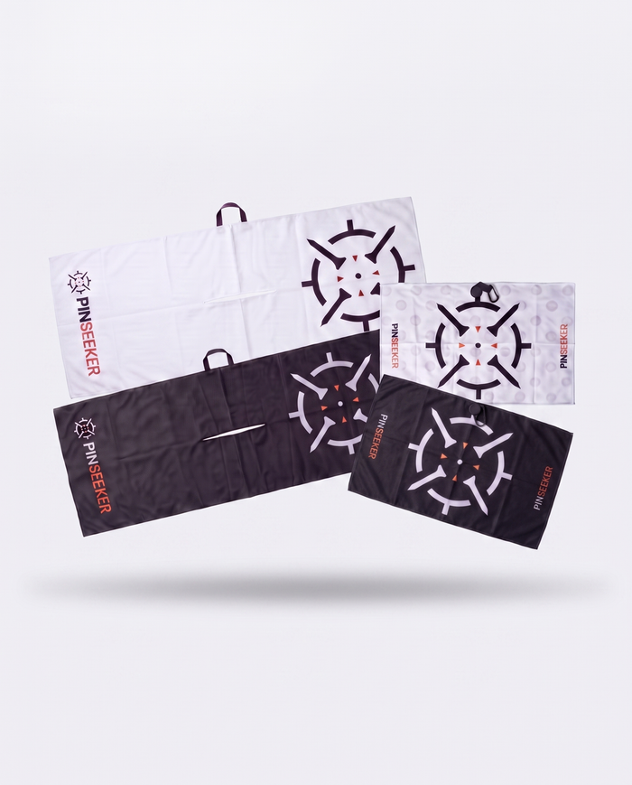 PINSEEKER Bag and Buggy Bundle, Tour and Magnetic Golf Towels in both Whiteout and Blackout