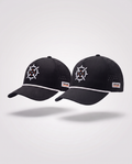 Two PINSEEKER Performance Golf Caps in Blackout, the matched pair from the Wingman Bundle