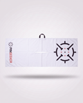 PINSEEKER Tour Golf Towel in Whiteout, full length with the hanging loop and centre slit